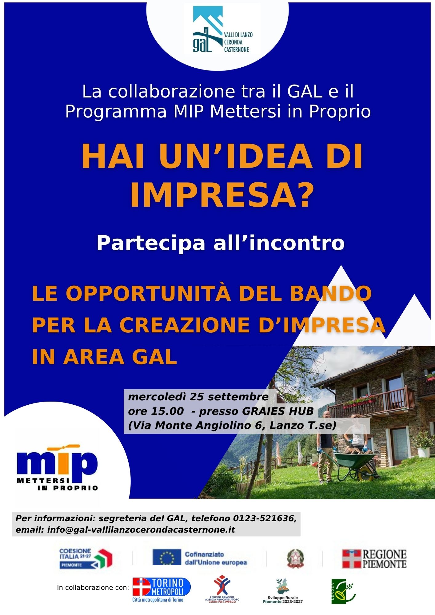 Locandina invito incontro GAL e MIP-bando nuove imprese